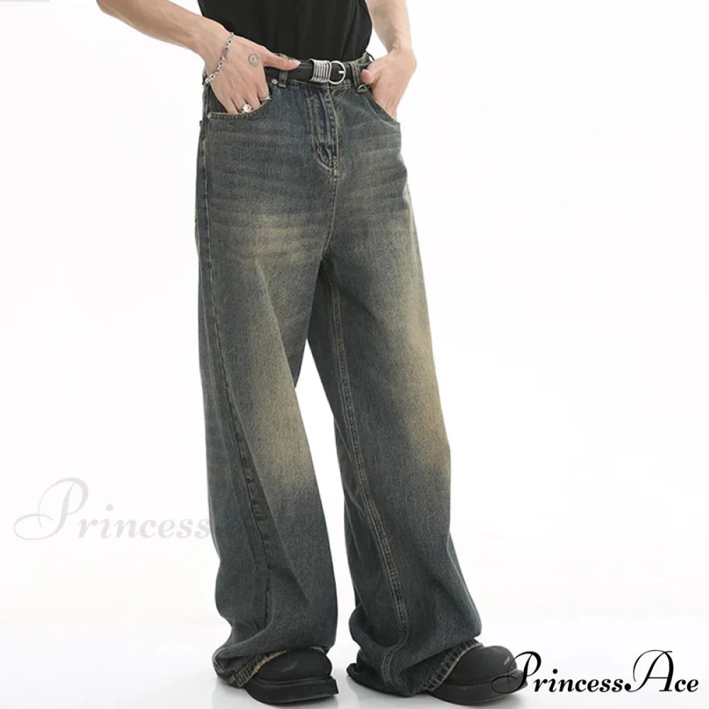 Old Male Pants Summer Blue Washed Denim Casual Menwear Wide Leg Trousers 2024 New Fashion Jeans - Image 2