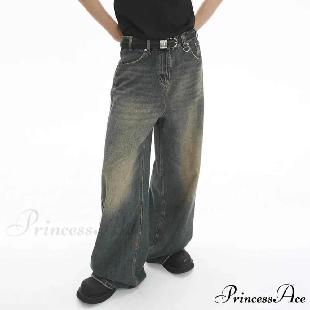 Old Male Pants Summer Blue Washed Denim Casual Menwear Wide Leg Trousers 2024 New Fashion Jeans - Image 3