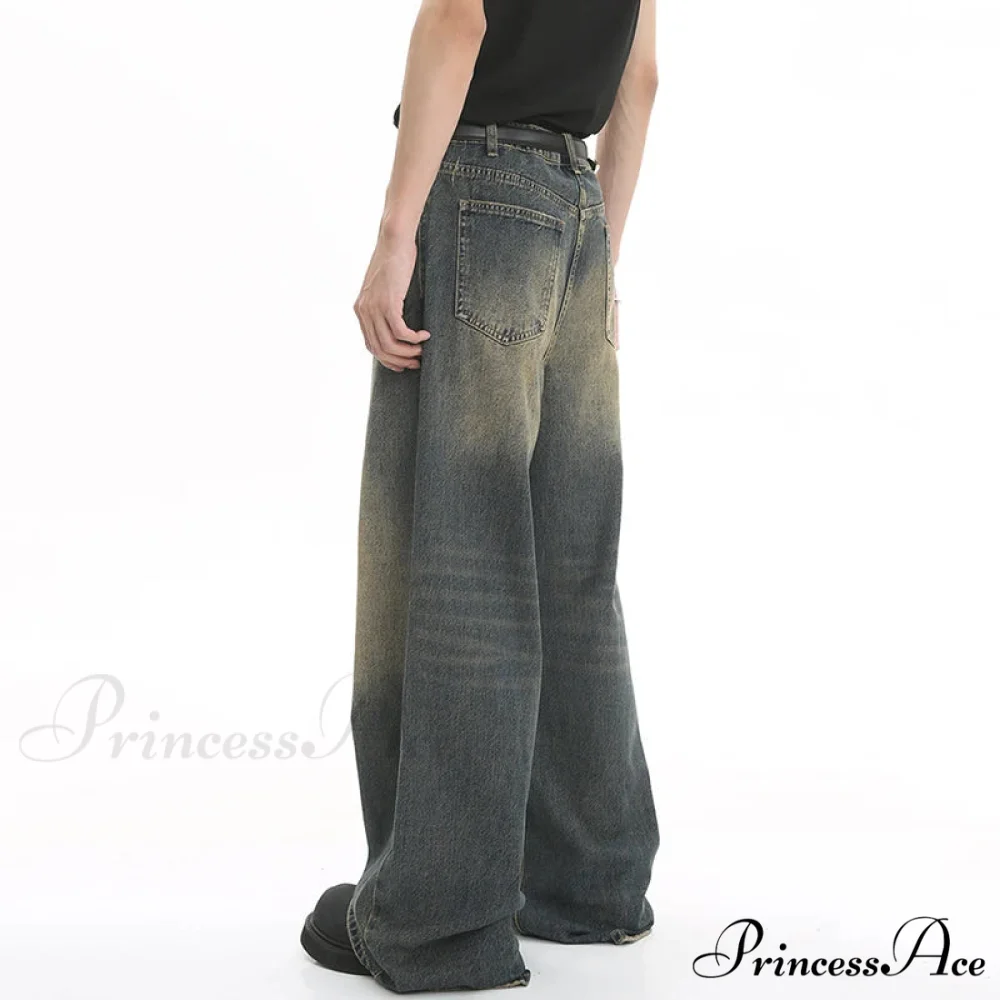 Old Male Pants Summer Blue Washed Denim Casual Menwear Wide Leg Trousers 2024 New Fashion Jeans - Image 4