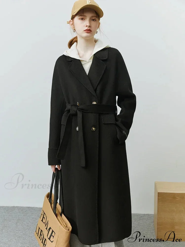 Korean Woolen Autumn Winter Solid Office Double-sided Mid-length Chic Coat - Image 2