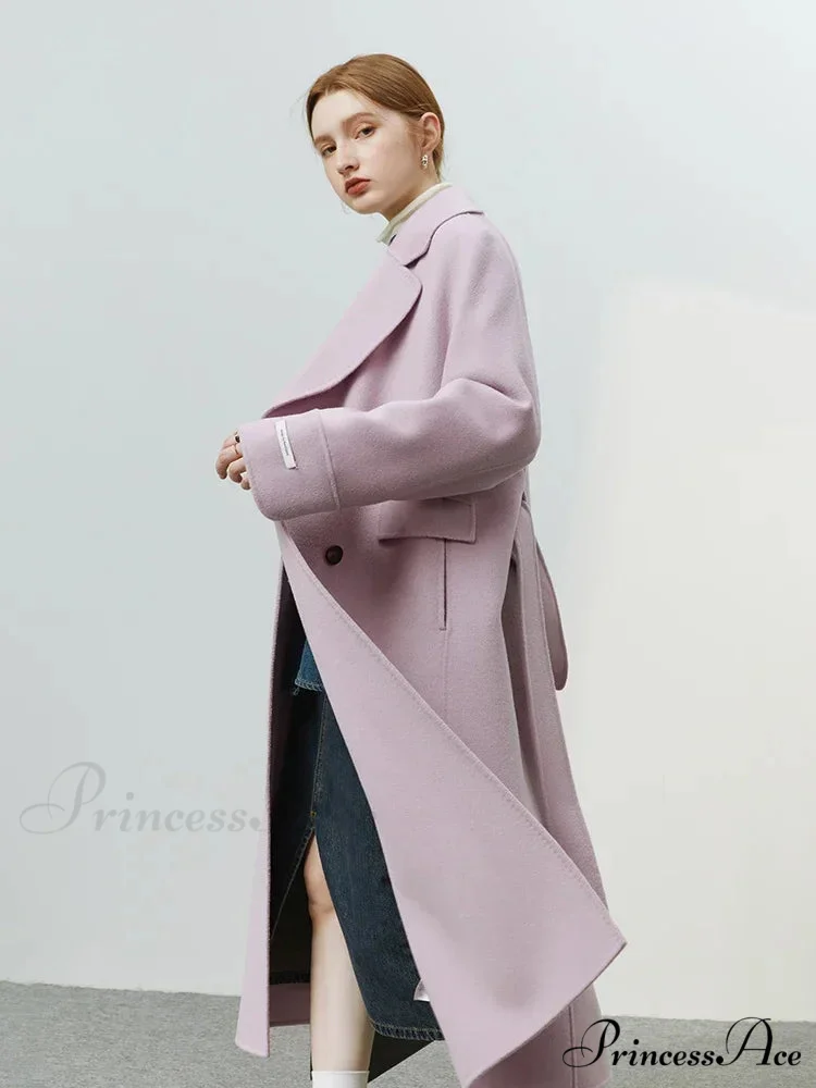 Korean Woolen Autumn Winter Solid Office Double-sided Mid-length Chic Coat - Image 3