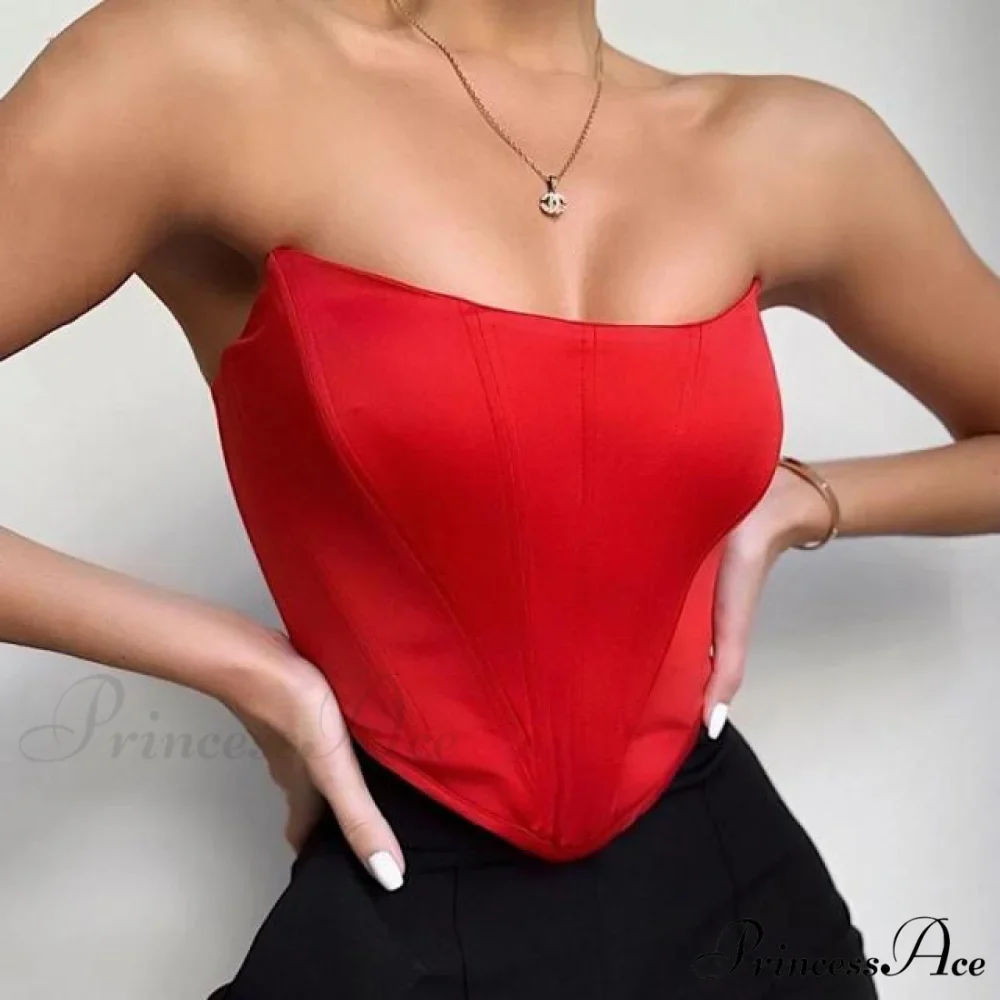 Sleeveless Off Shoulder Velvet Sexy Corset - Image 4