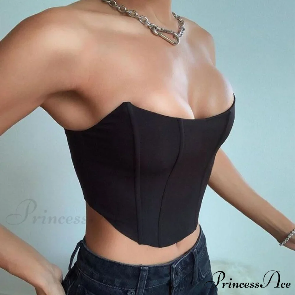 Sleeveless Off Shoulder Velvet Sexy Corset - Image 5