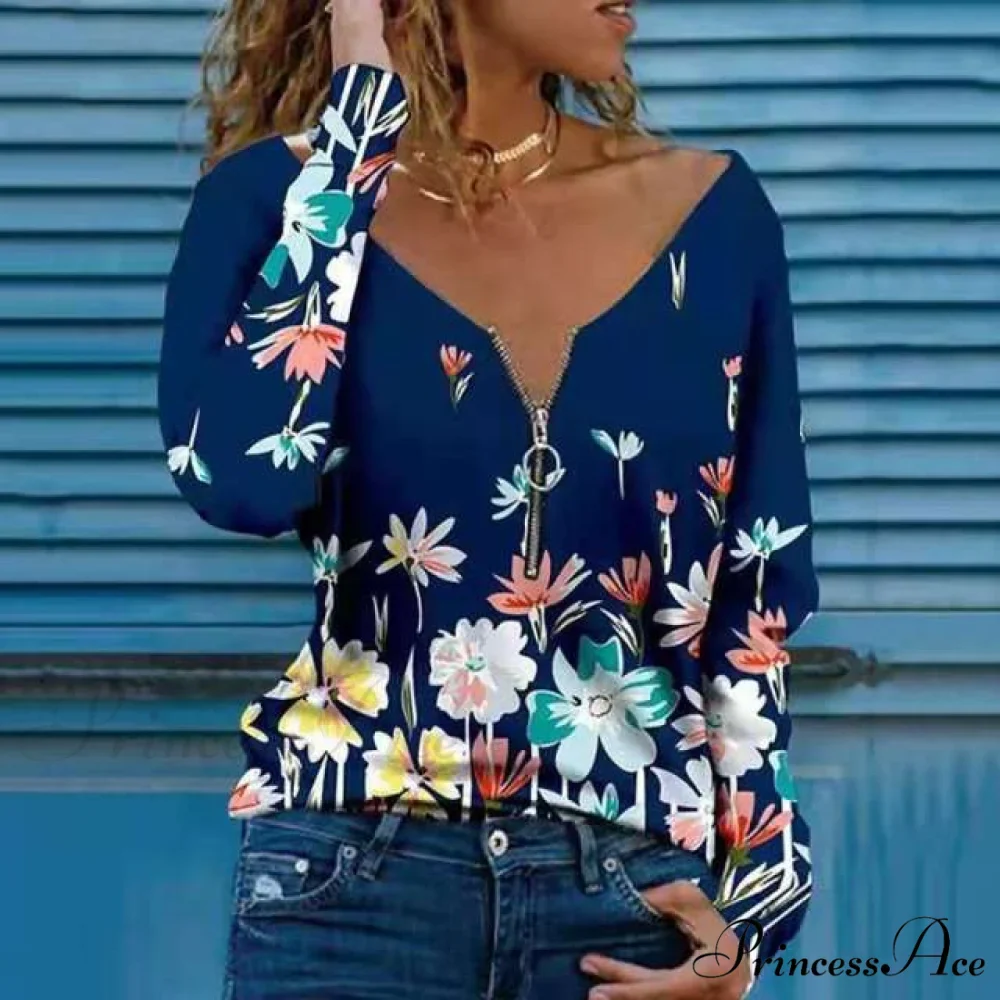 Large Loose Zipper Sexy Printed Vintage T Shirts - Image 24