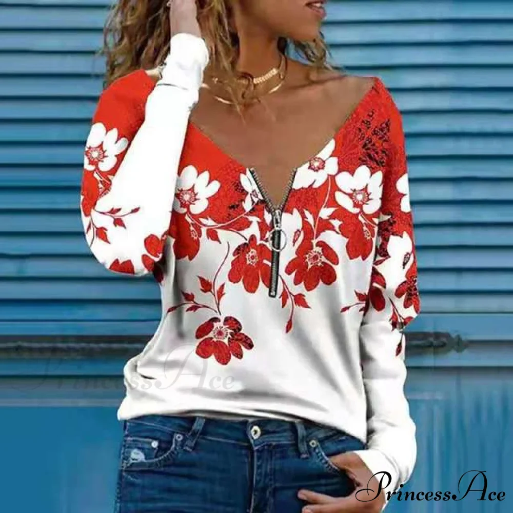 Large Loose Zipper Sexy Printed Vintage T Shirts - Image 29