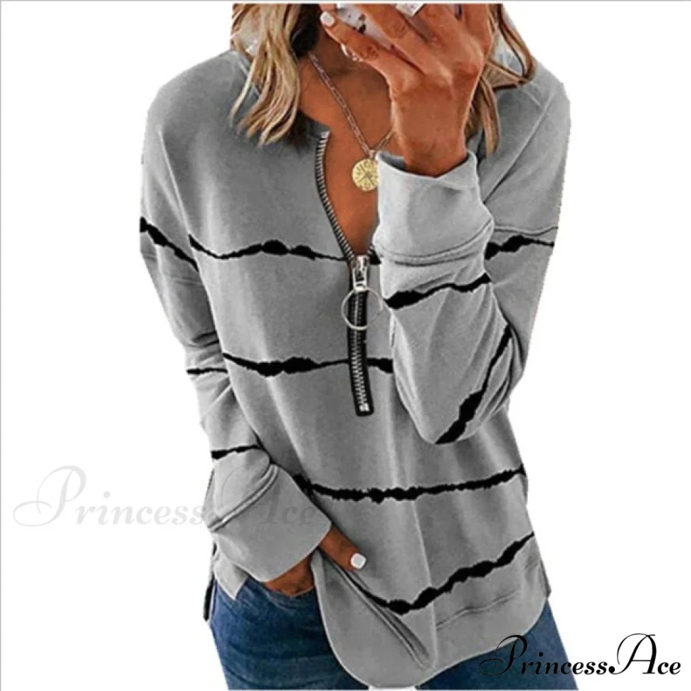 Large Loose Zipper Sexy Printed Vintage T Shirts - Image 5