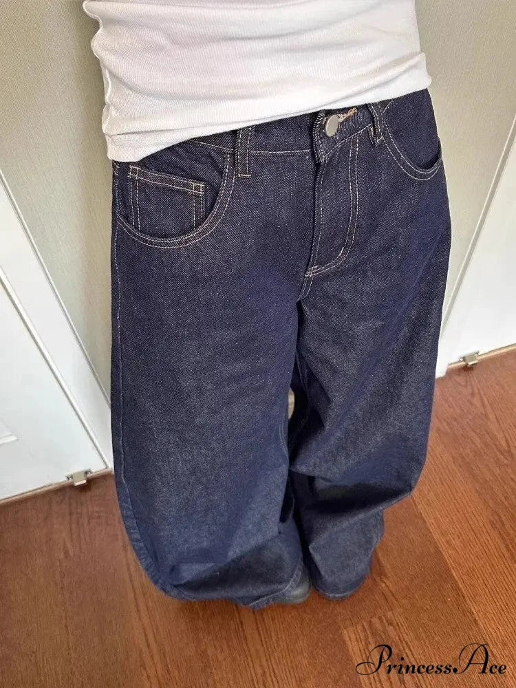 New American Women Black High Street Vibe Wide-Leg Autumn Winter Men And Women Washed Loose Straight Pants Jeans - Image 2