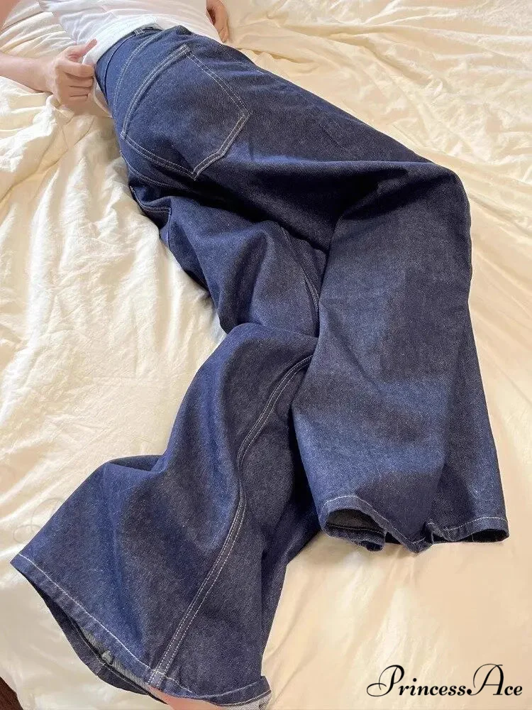 New American Women Black High Street Vibe Wide-Leg Autumn Winter Men And Women Washed Loose Straight Pants Jeans - Image 3