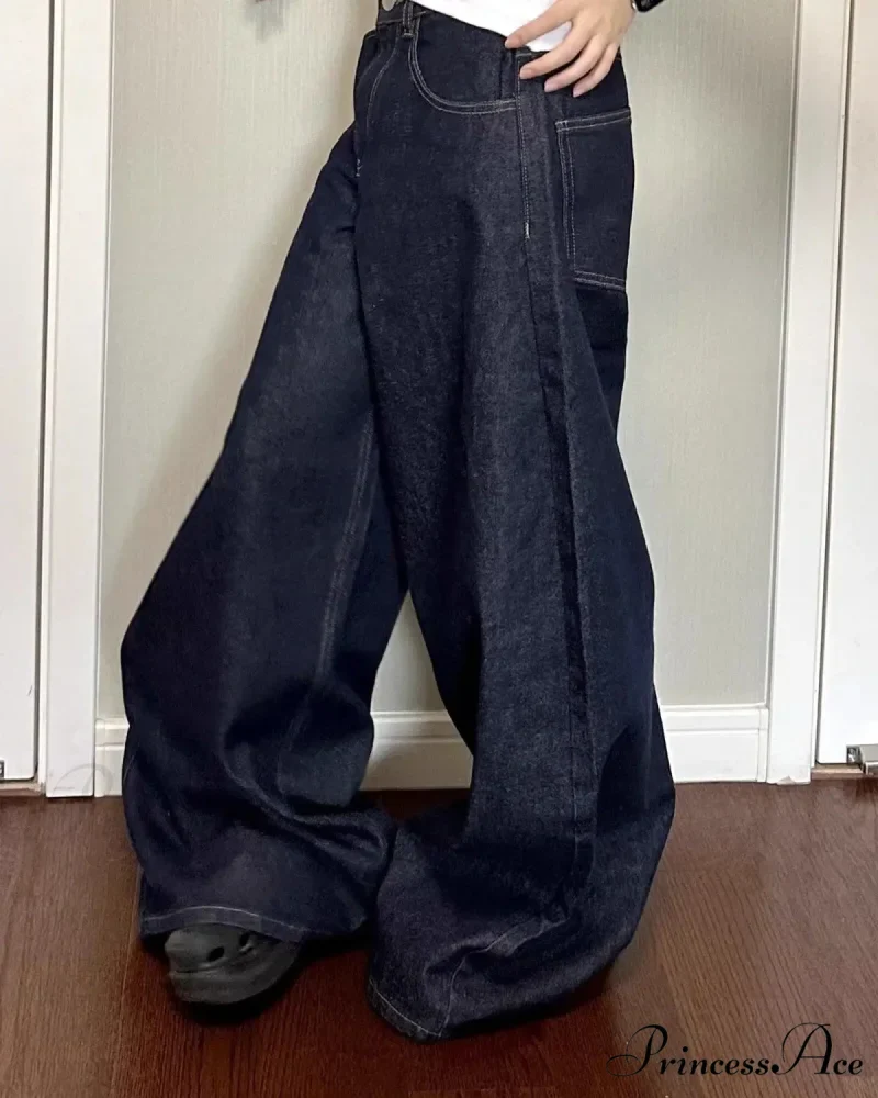 New American Women Black High Street Vibe Wide-Leg Autumn Winter Men And Women Washed Loose Straight Pants Jeans - Image 4