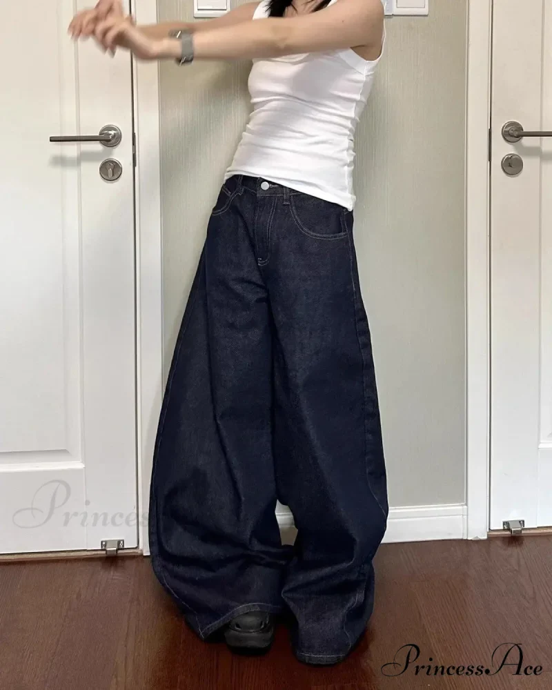 New American Women Black High Street Vibe Wide-Leg Autumn Winter Men And Women Washed Loose Straight Pants Jeans - Image 5