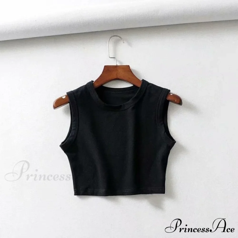 O-Neck White Solid Skinny Crop Top - Image 5
