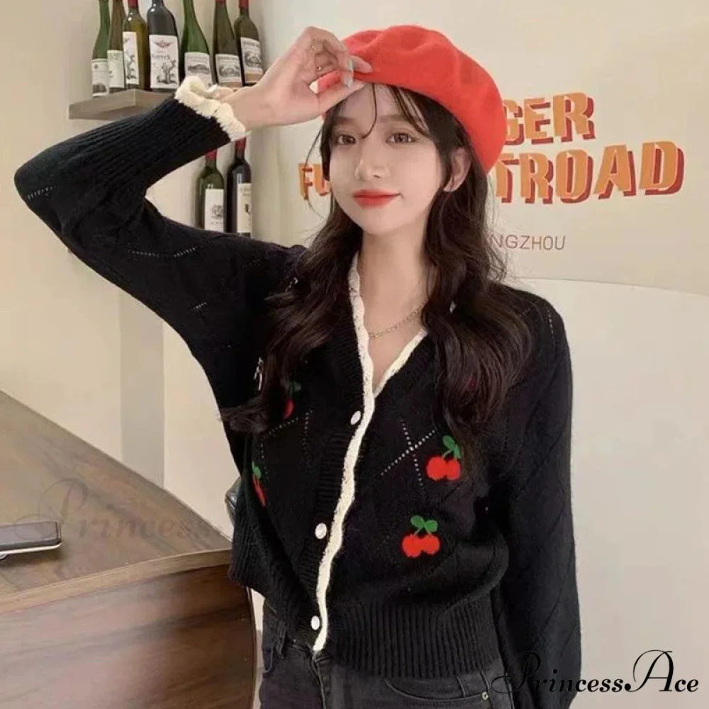 Knitted Cozy Autumnal Winter V-neck Floral Casual Long Sleeve Comfortable Stylish Sweater - Image 5