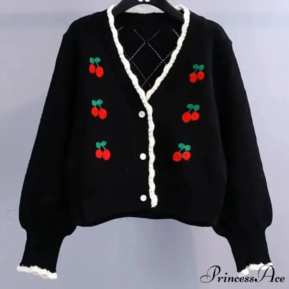 Knitted Cozy Autumnal Winter V-neck Floral Casual Long Sleeve Comfortable Stylish Sweater - Image 8