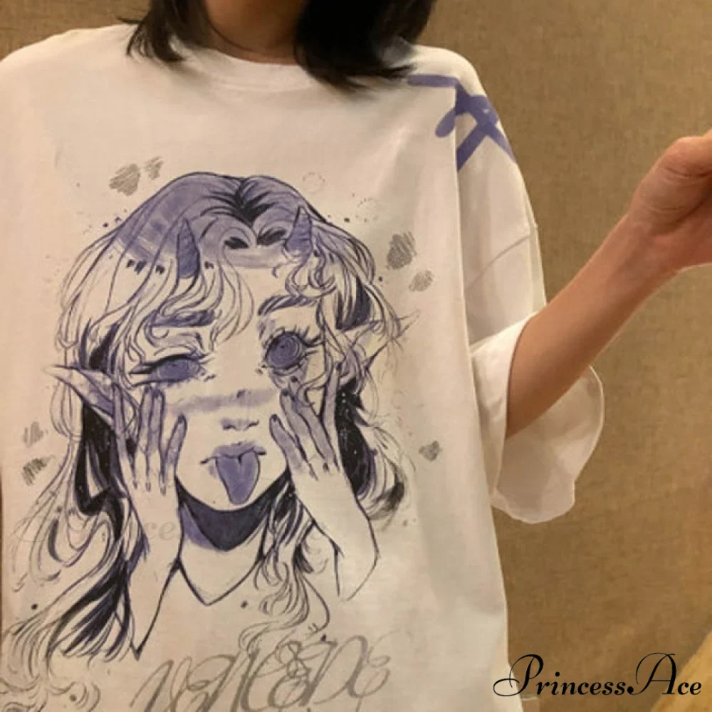 White Cartoon Female Kawaii Tops Tee - Image 7