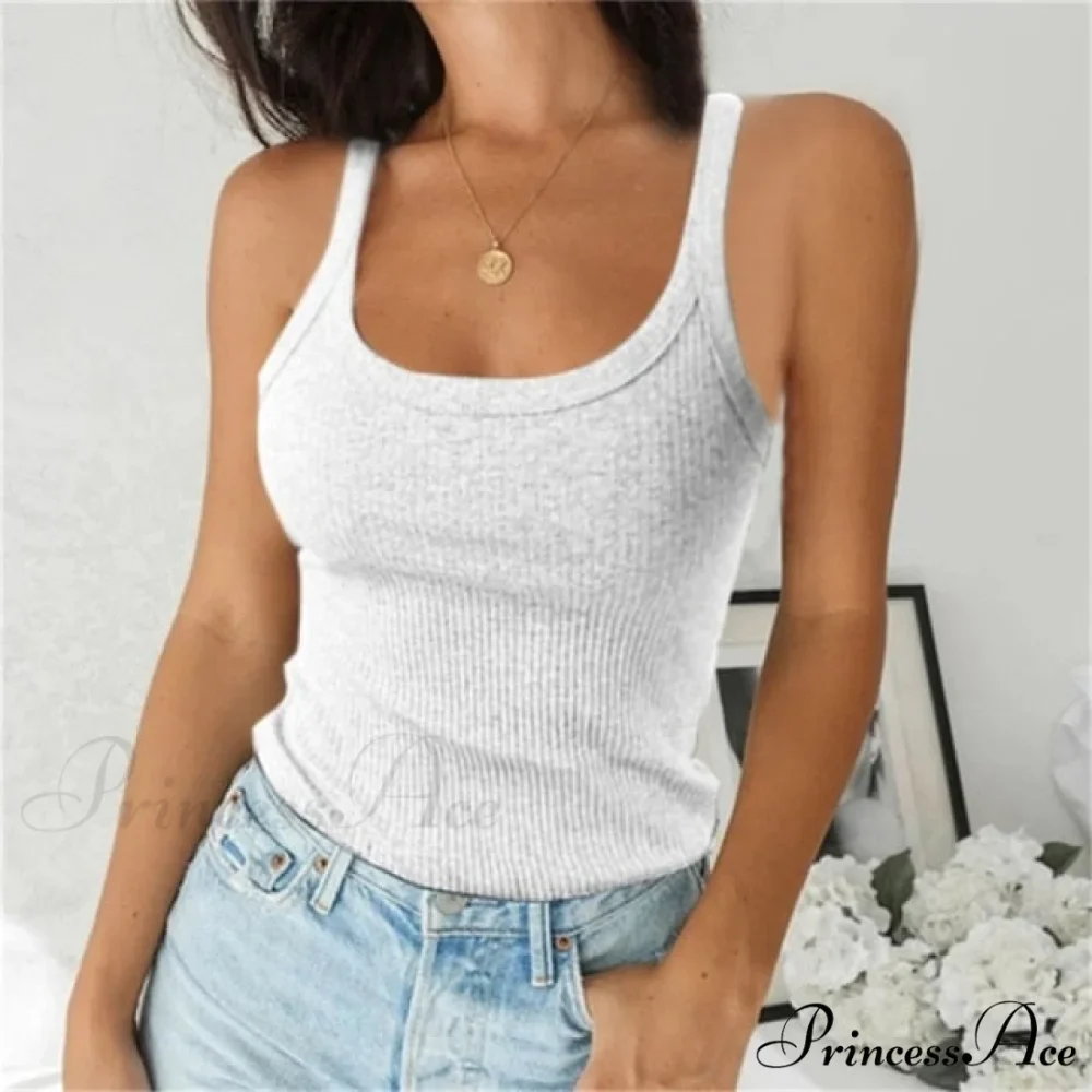 Spaghetti Vest Quality Knitted Camis U-neck Tank Tops - Image 4
