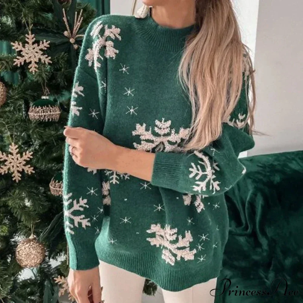 Christmas Cozy Snowflake Print Warm Thickened Stylish Comfortable Sweater - Image 2