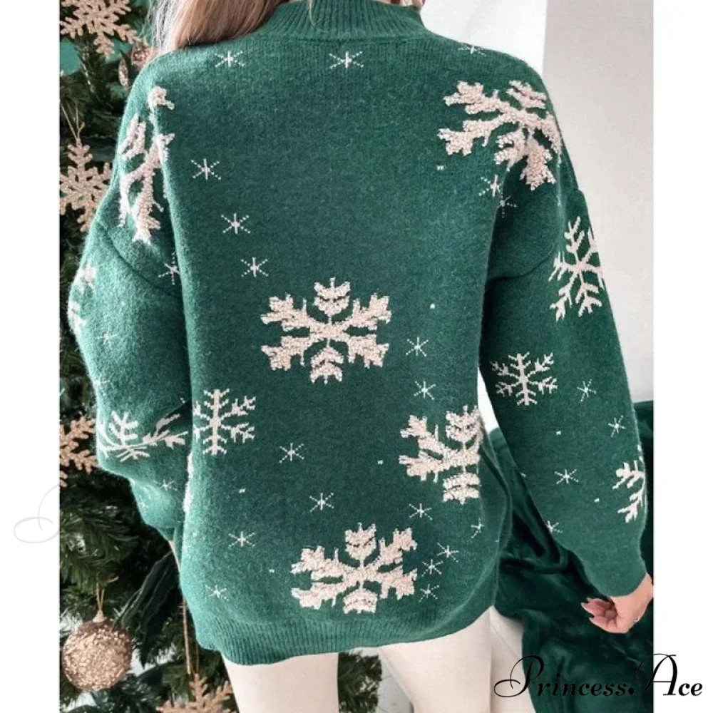 Christmas Cozy Snowflake Print Warm Thickened Stylish Comfortable Sweater - Image 4