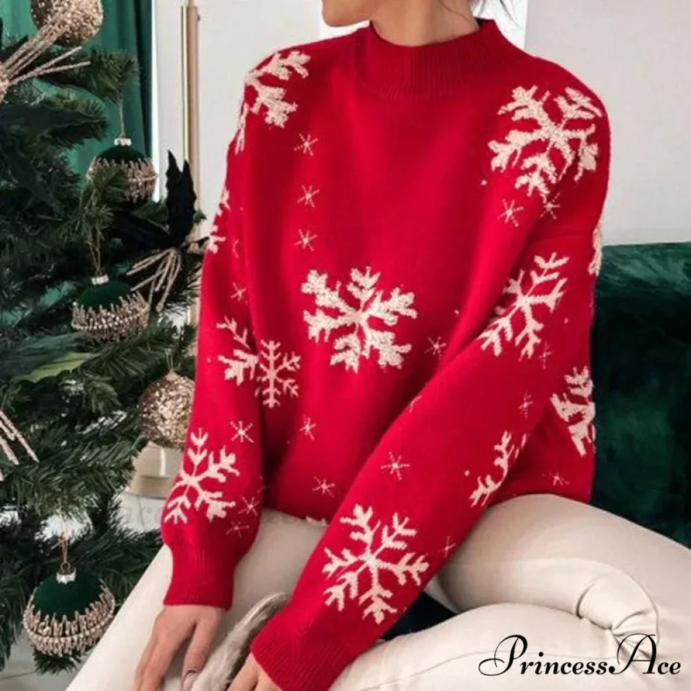 Christmas Cozy Snowflake Print Warm Thickened Stylish Comfortable Sweater - Image 5