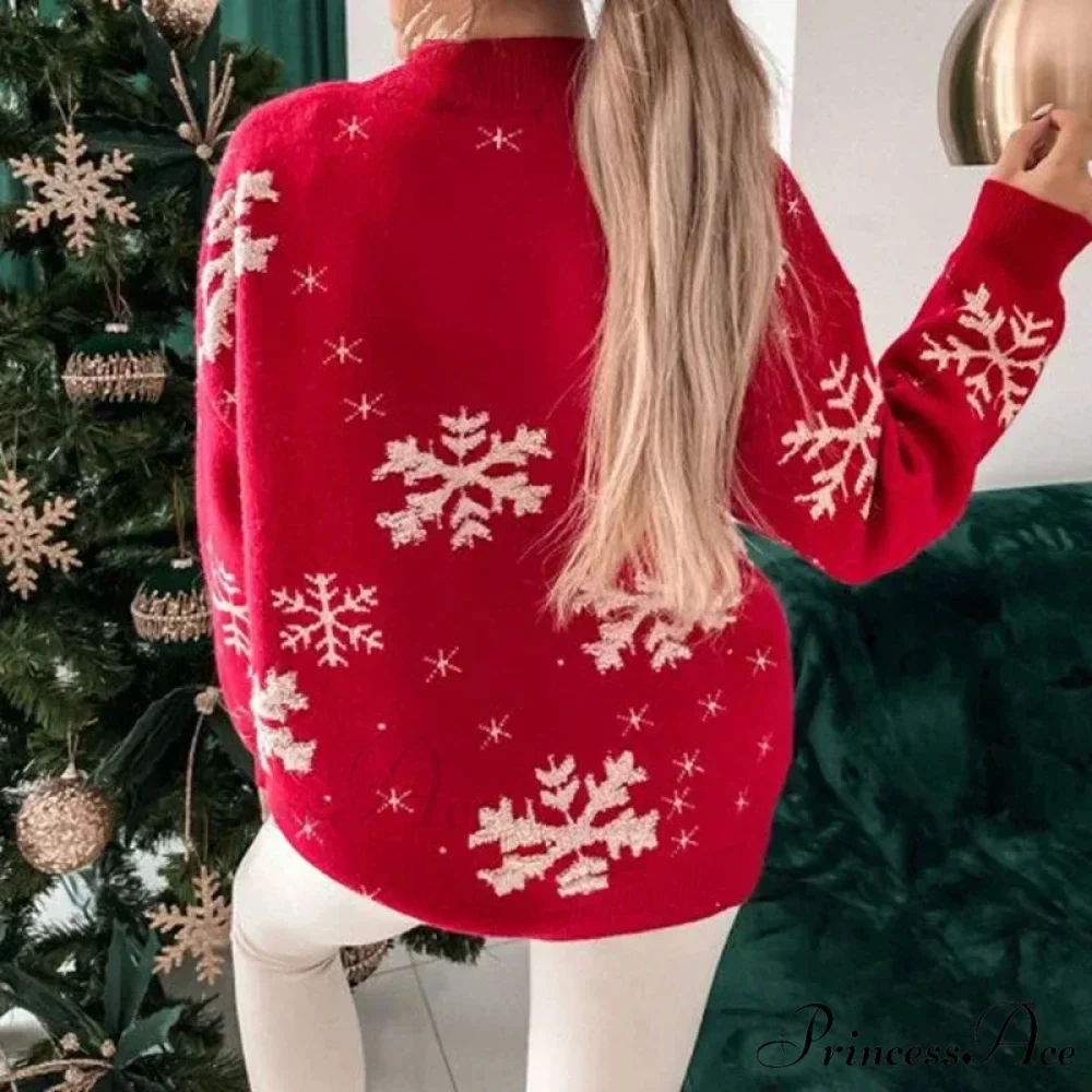 Christmas Cozy Snowflake Print Warm Thickened Stylish Comfortable Sweater - Image 6