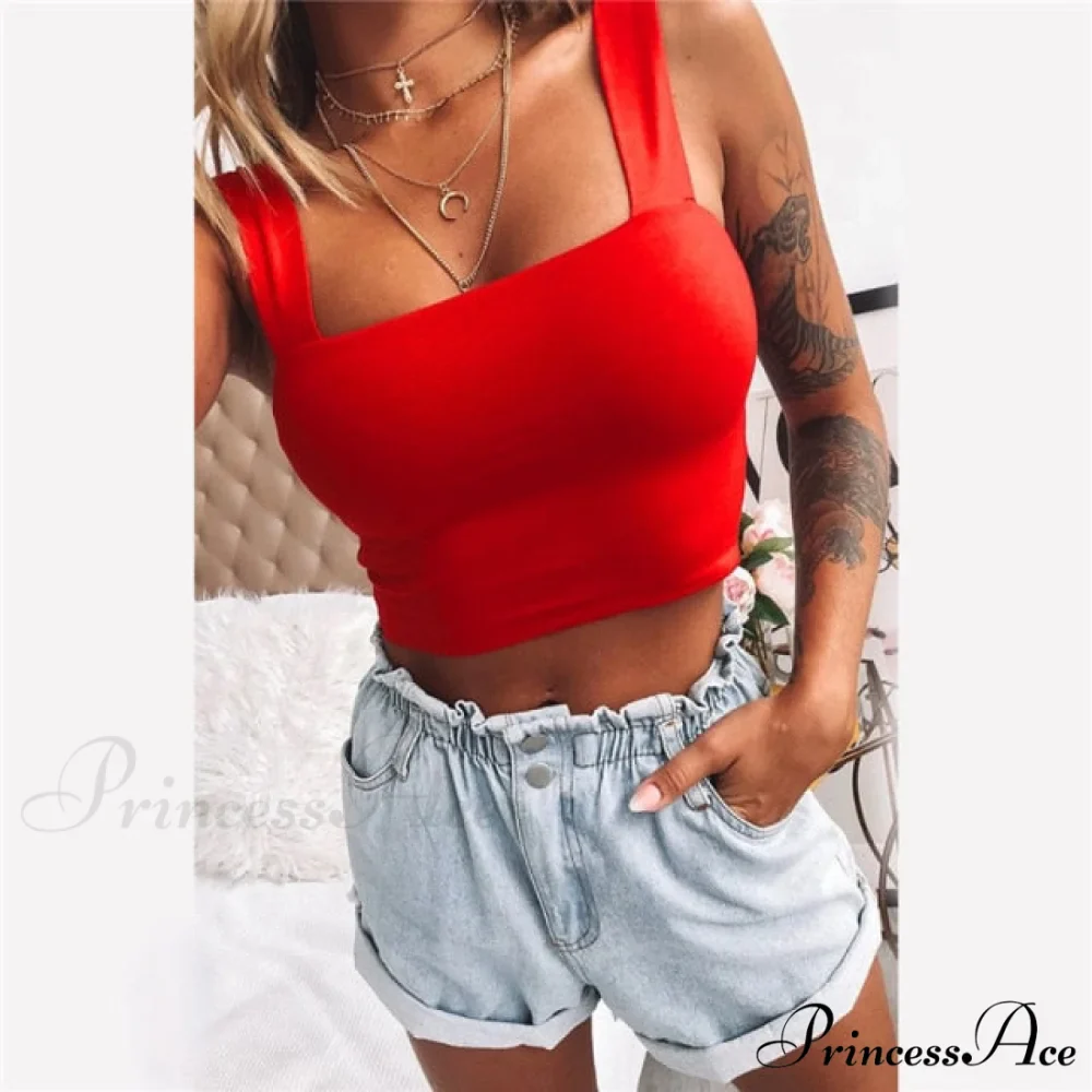 Vest Off Shoulder Knitted Candy Colors Crop Tops - Image 3