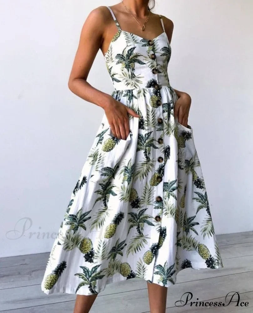 Midi Button Backless Polka Dot Striped Dress - Image 25