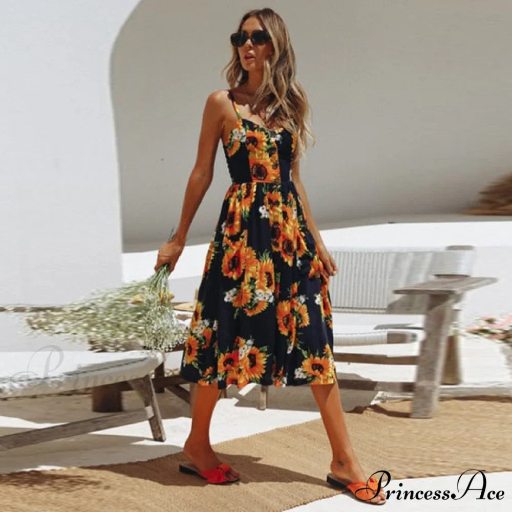 Midi Button Backless Polka Dot Striped Dress - Image 26