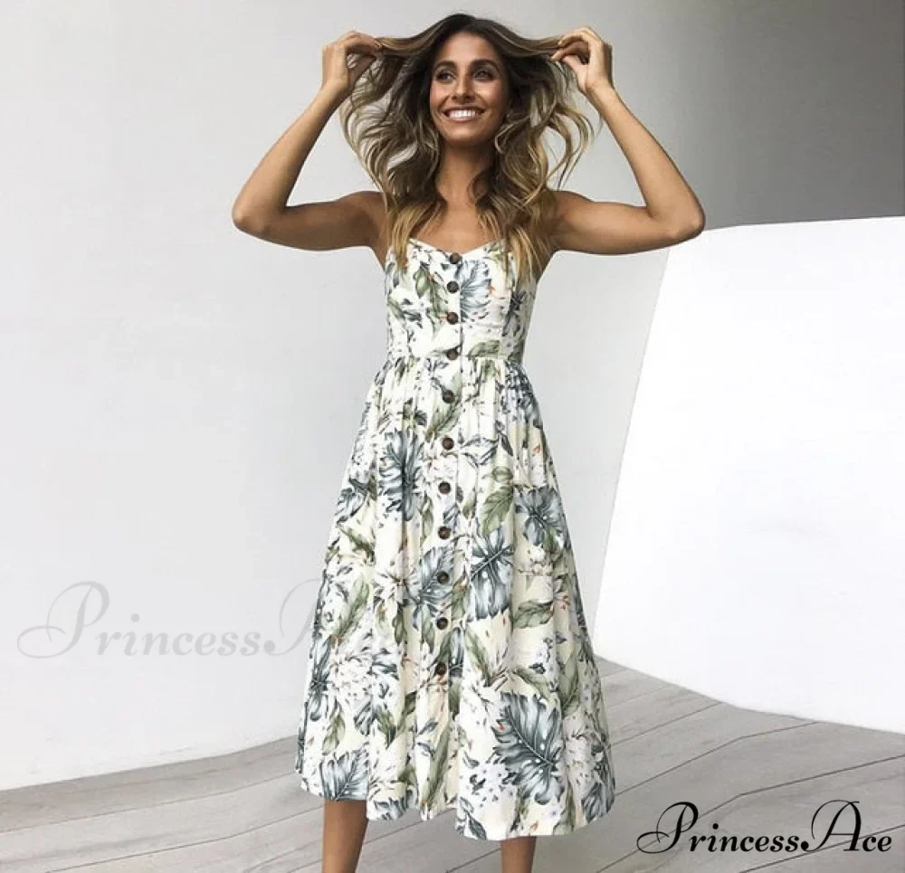 Midi Button Backless Polka Dot Striped Dress - Image 28