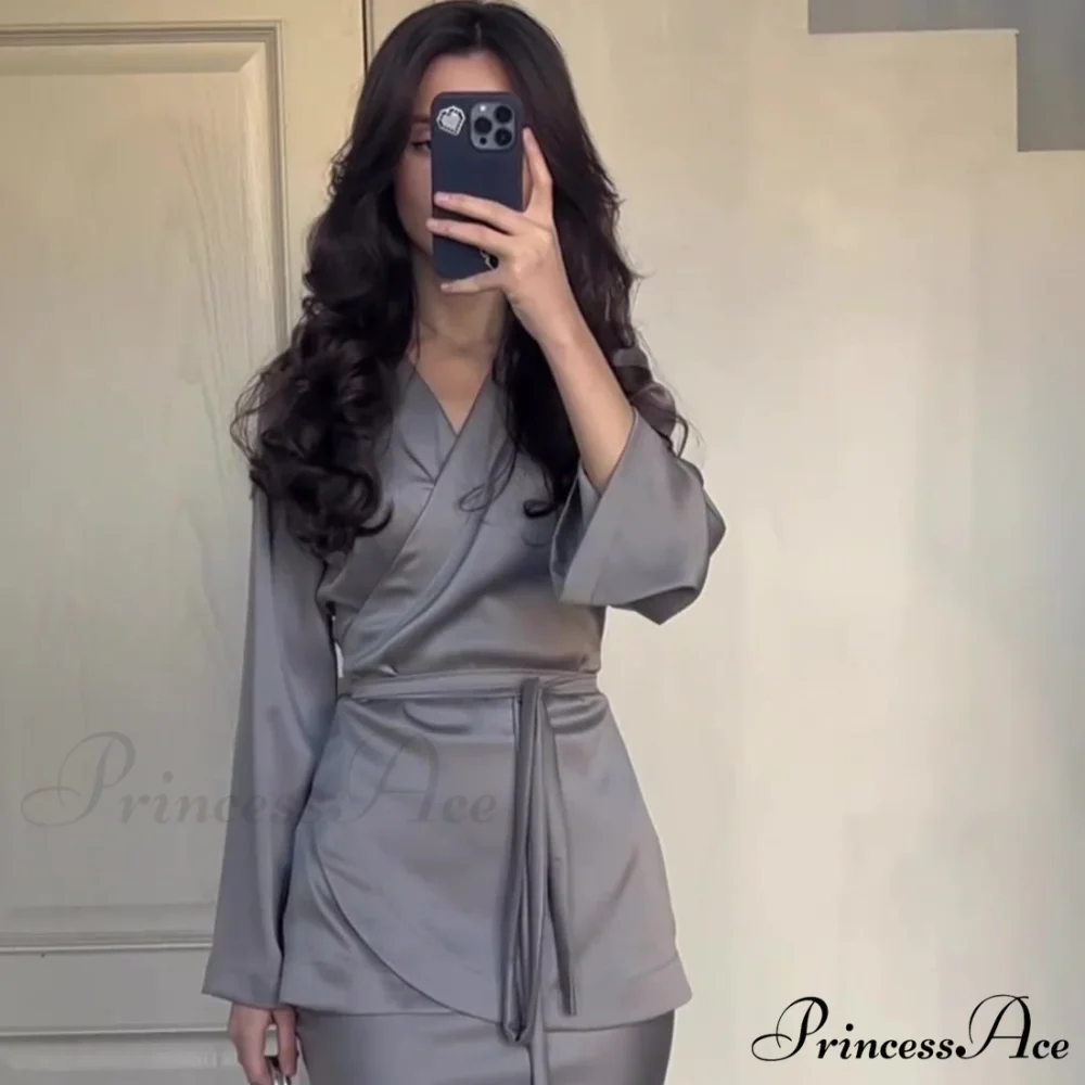 Waist-Accented Long Dress Suit - Image 2