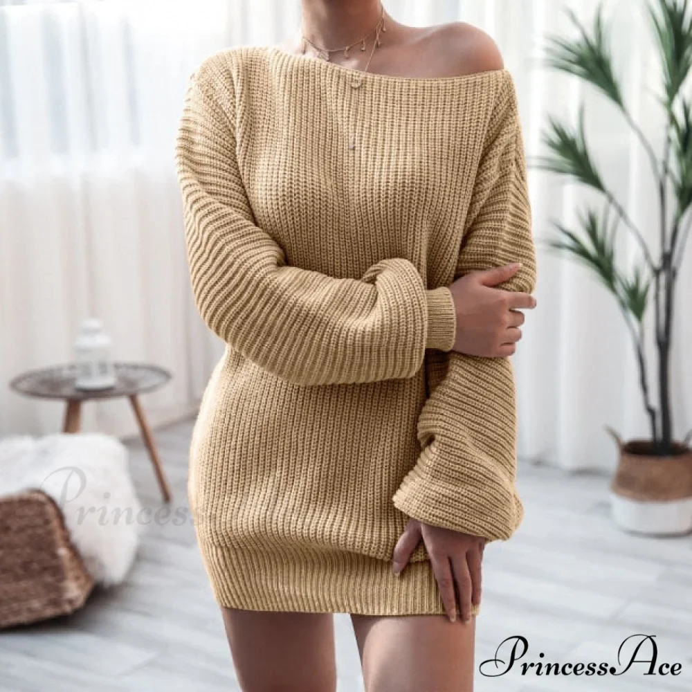 Lantern Sleeve Oversized Fashion Knitted Dress - Image 3