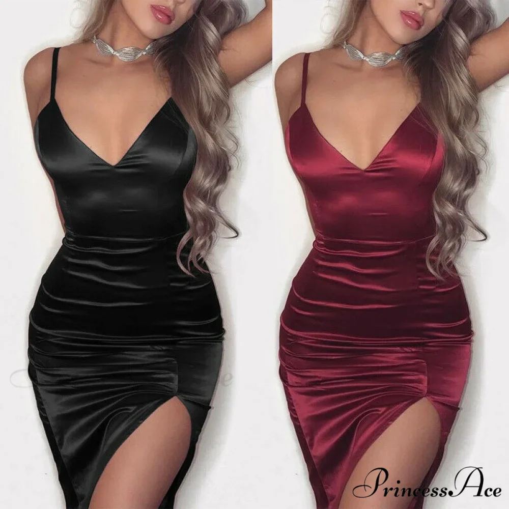 Sexy Solid V-Neck Bodycon Sleeveless Mini Dresses - Image 2