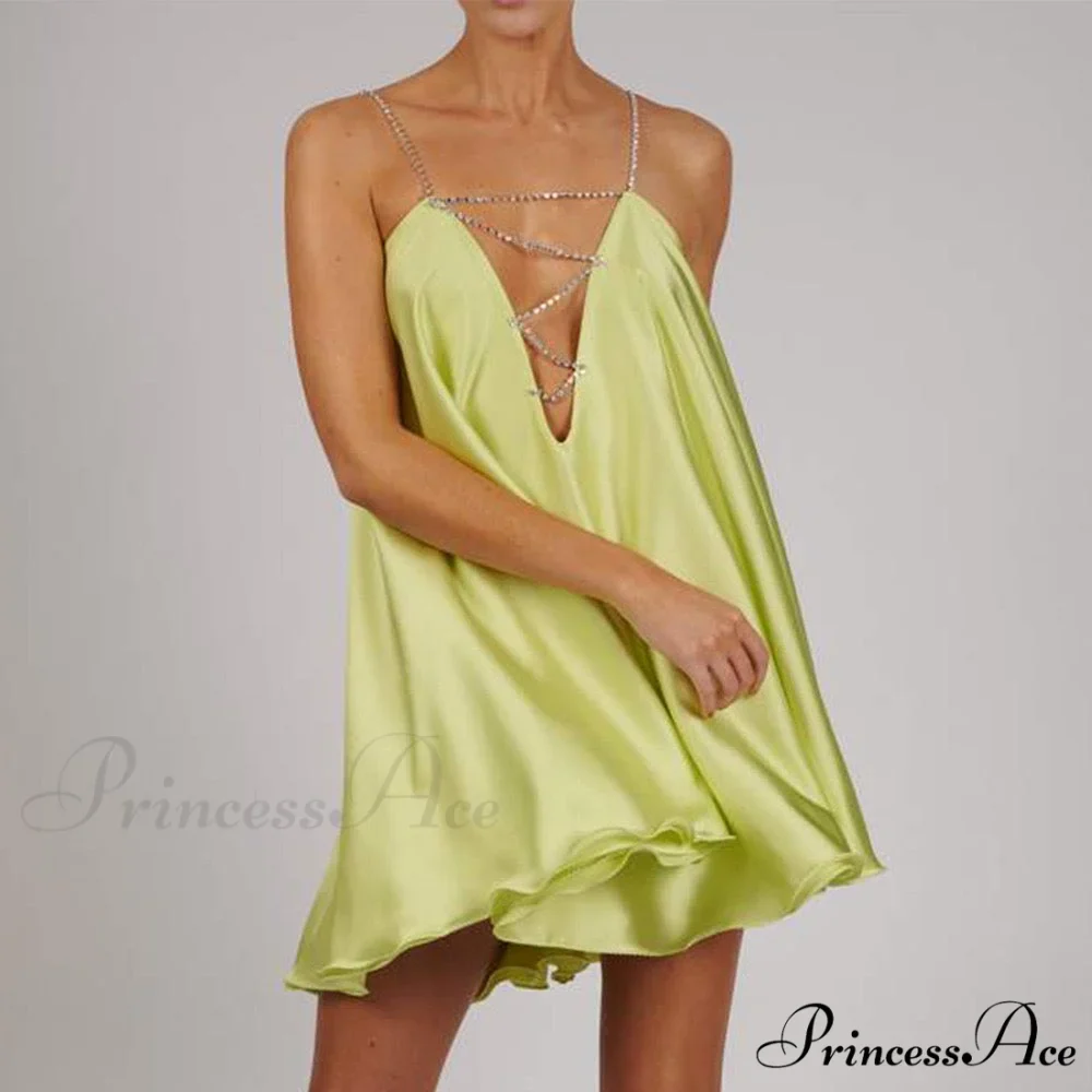 Solid Hollow V-neck A-line Mini Flared Dress - Image 7