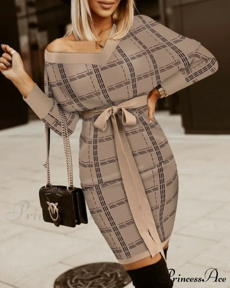 V-Neck Print Batwing Sleeve Skinny Wrap Midi Dress - Image 3