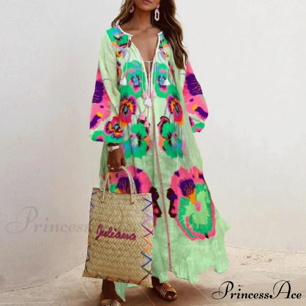 Autumn Vintage Long Lantern Sleeve Ladies Dresses - Image 2