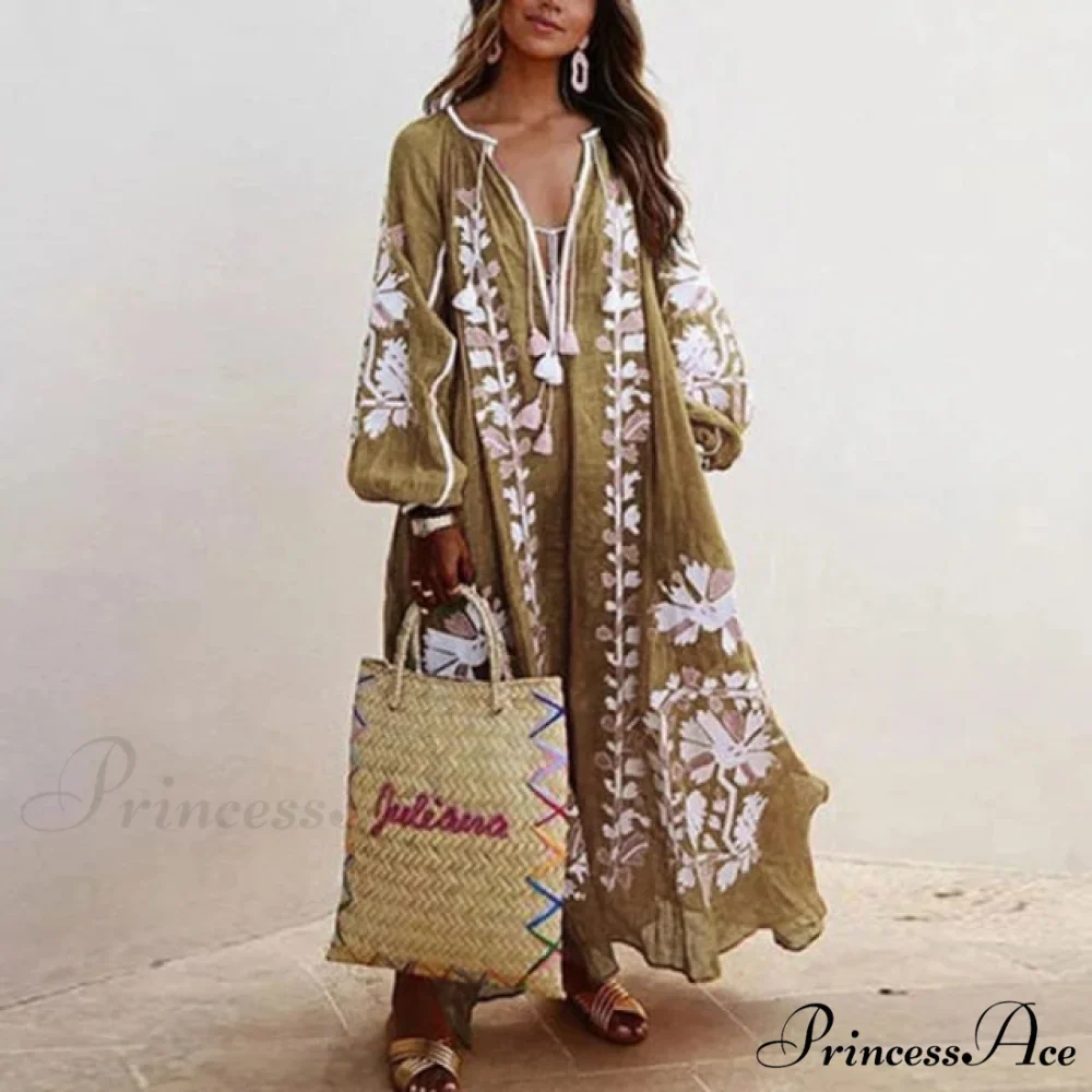 Autumn Vintage Long Lantern Sleeve Ladies Dresses - Image 5