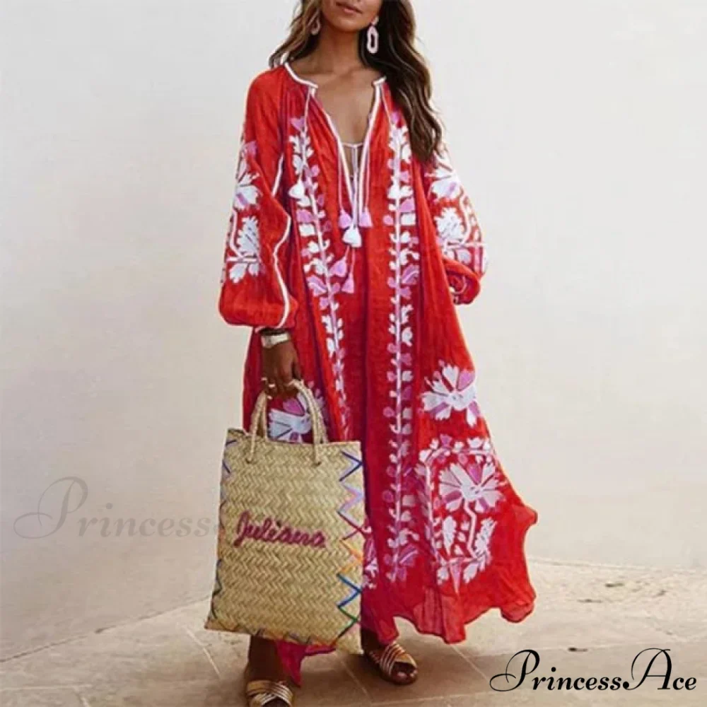 Autumn Vintage Long Lantern Sleeve Ladies Dresses - Image 9