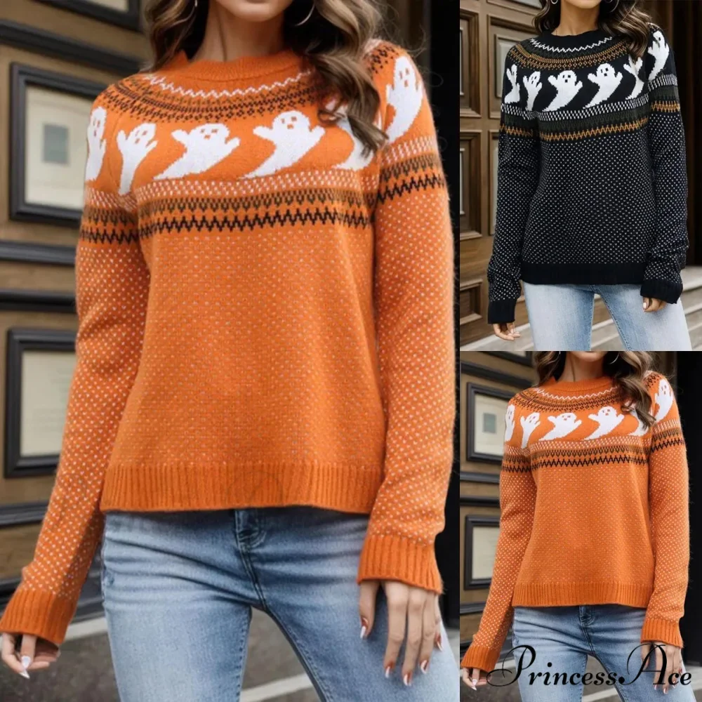 Halloween Cozy Y2K Oversized Warm Long Sleeve Comfortable Pullover Sweater - Image 2