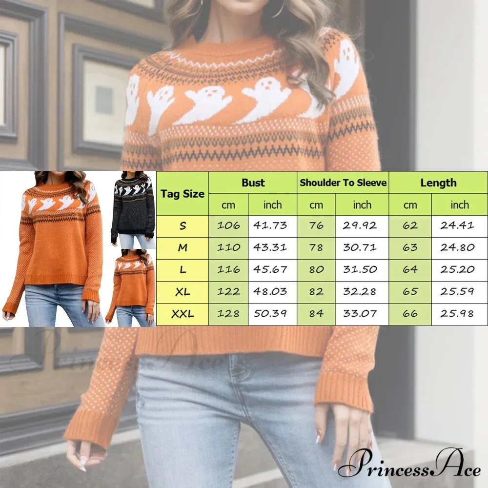 Halloween Cozy Y2K Oversized Warm Long Sleeve Comfortable Pullover Sweater - Image 4