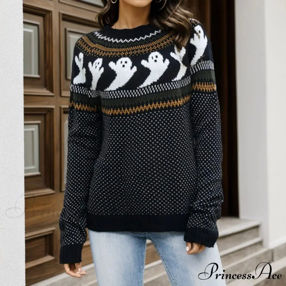 Halloween Cozy Y2K Oversized Warm Long Sleeve Comfortable Pullover Sweater - Image 7