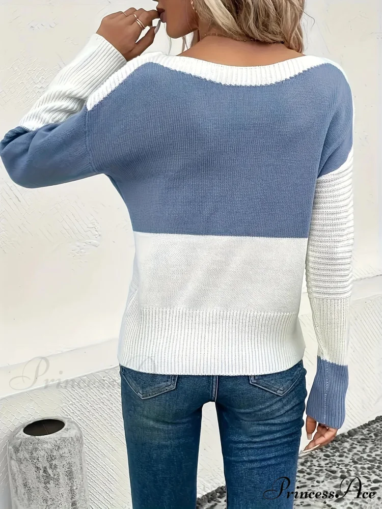 Knitted V-neck Warm Ribbed Comfortable Slim Casual Stylish Soft Sweater - Image 2