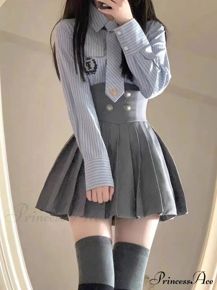Vintage Patchwork Kawaii Korean Fashion Short Suit - Image 6