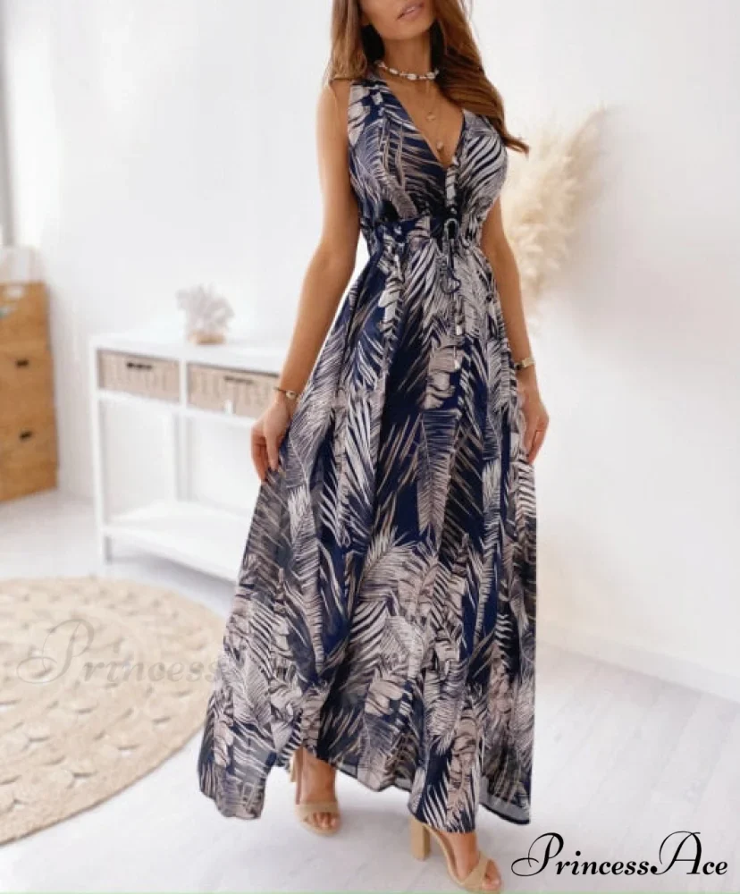 Sexy Deep V-Neck Ankle-Length Beach Party Dress - Image 6