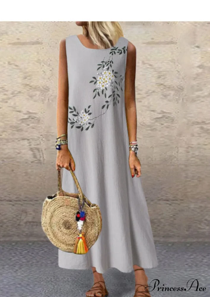 Midi Casual Linen Loose Sleeveless Maxi Dress - Image 3