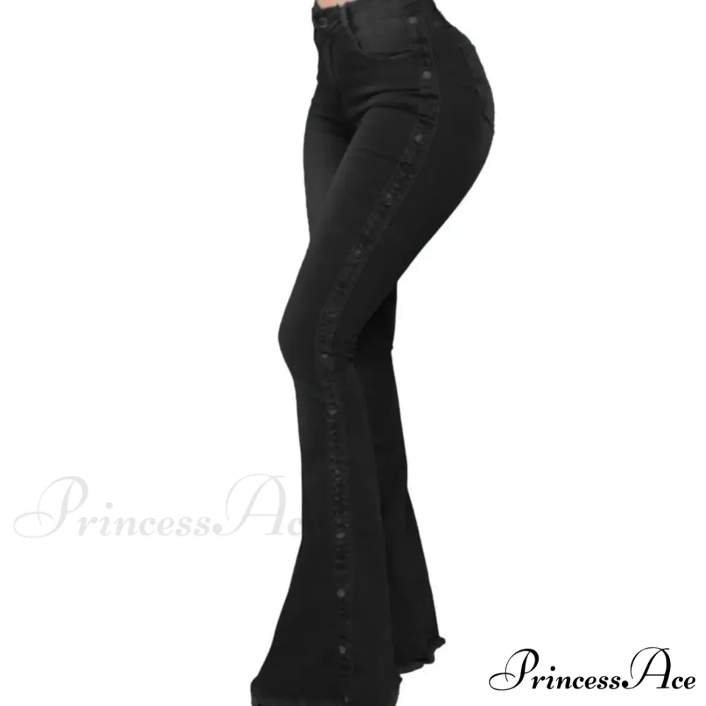 Stylish Flare Control Tummy Skin-Touch Skinny Women Wide Leg Flare Denim Trousers Jeans - Image 4