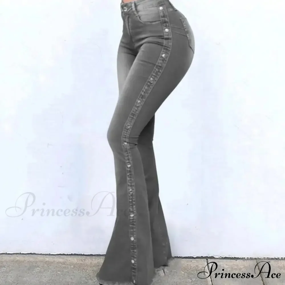 Stylish Flare Control Tummy Skin-Touch Skinny Women Wide Leg Flare Denim Trousers Jeans - Image 6