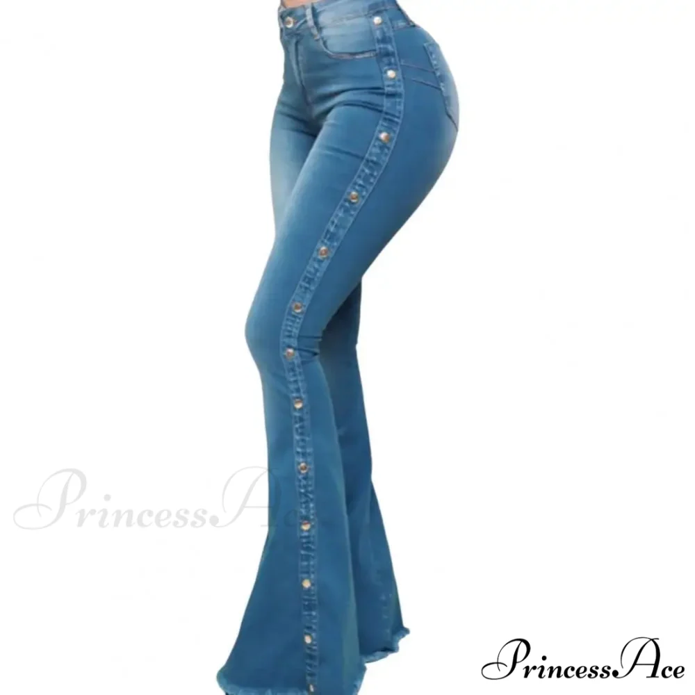 Stylish Flare Control Tummy Skin-Touch Skinny Women Wide Leg Flare Denim Trousers Jeans - Image 7