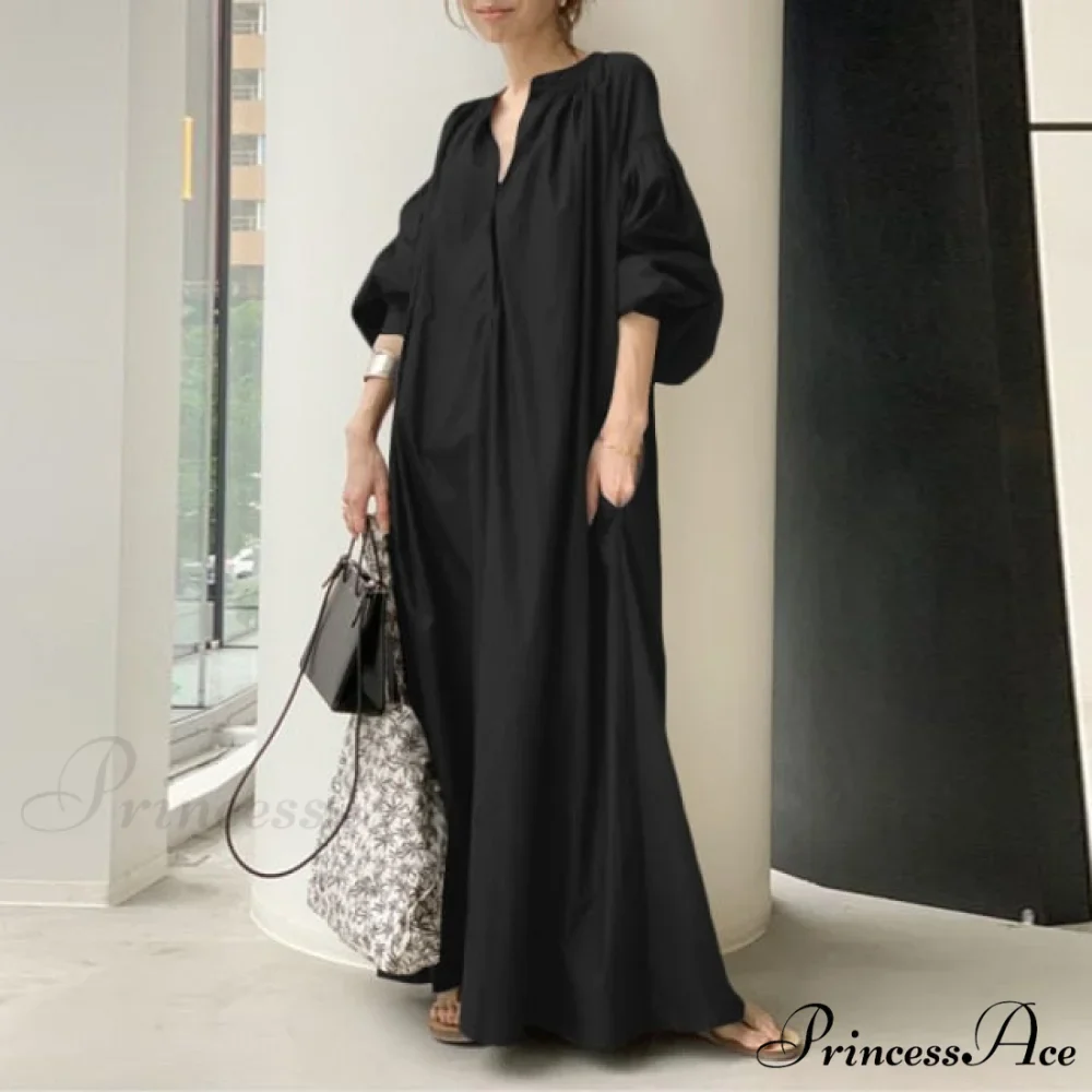 Casual Lantern Sleeve Maxi Sundress - Image 4