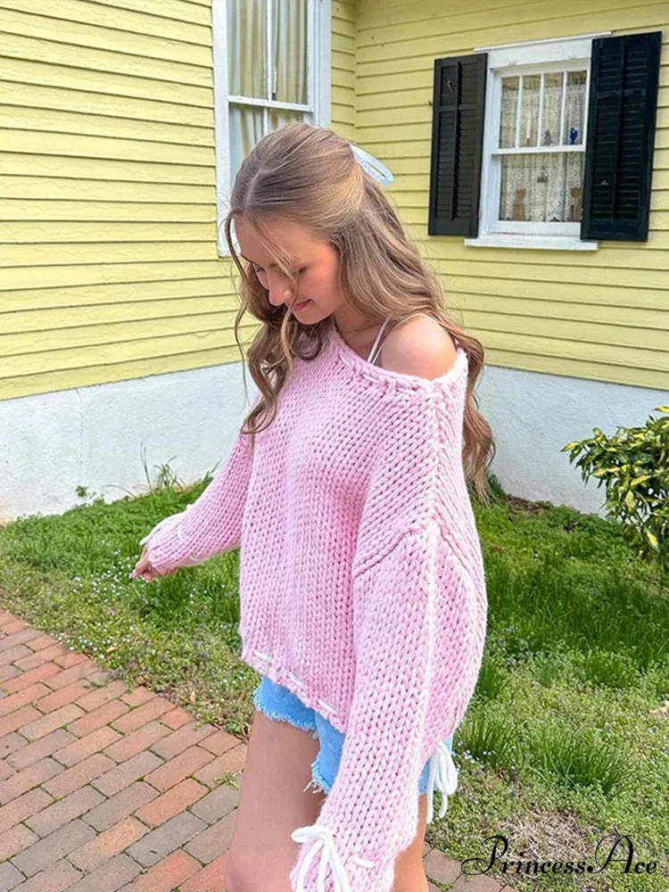 Casual Cozy Heart Print Loose O-neck Long Sleeve Stylish Warm Sweater - Image 6