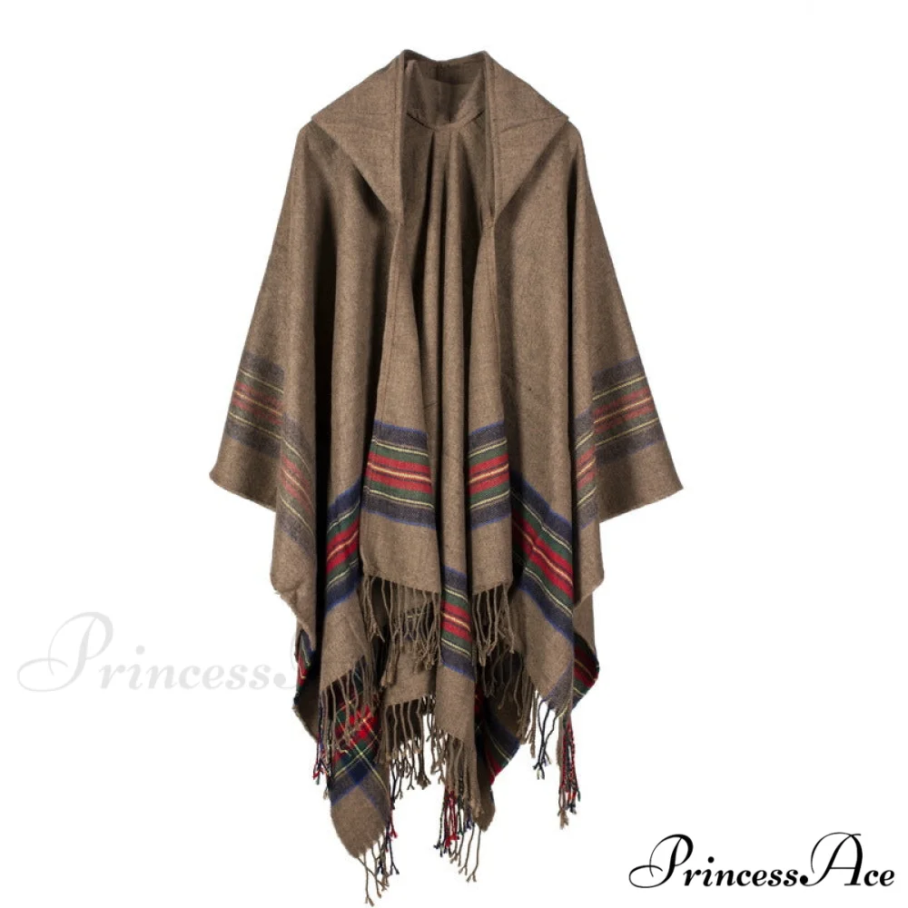 Thick Jacquard Faux Cashmere Stylish Elegant Long Warm Hooded Scarf - Image 4