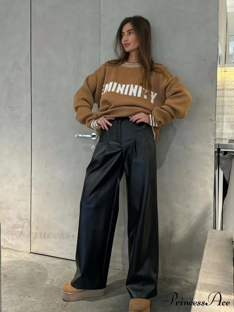 Printed Striped Cozy Stylish Loose Round Neck Comfortable Trendy Autumn Sweater - Image 2