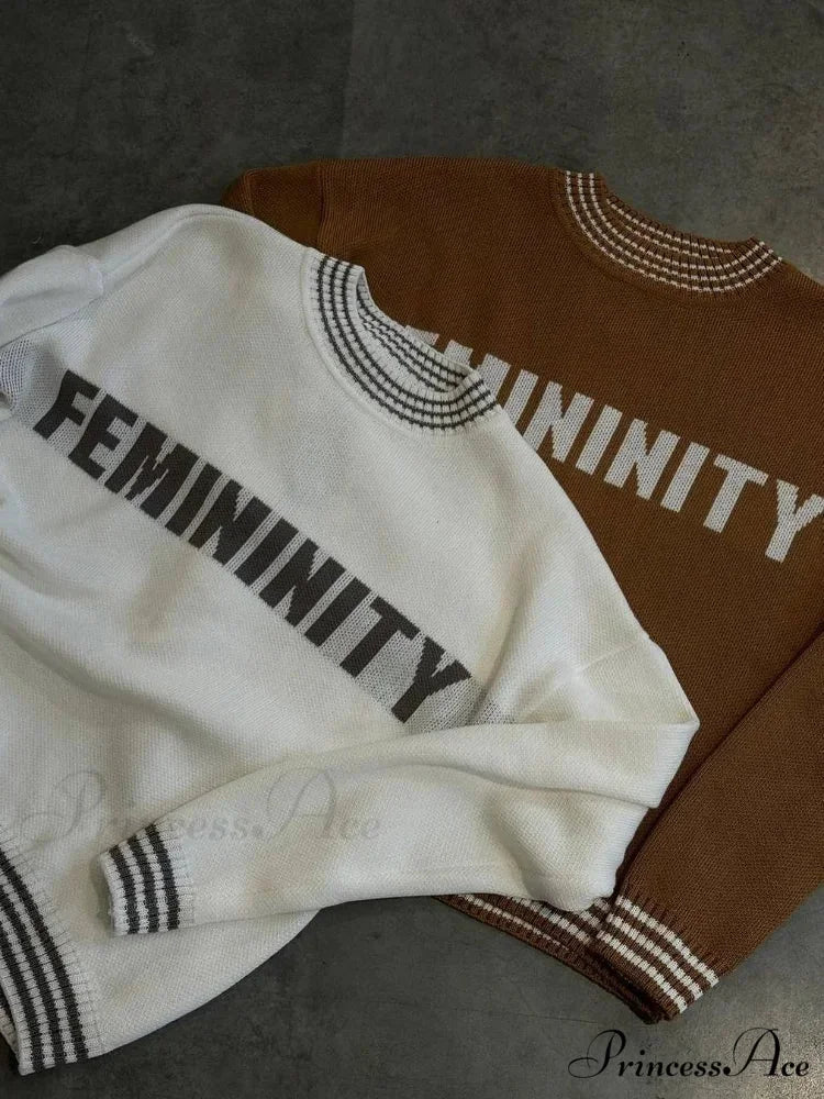Printed Striped Cozy Stylish Loose Round Neck Comfortable Trendy Autumn Sweater - Image 6